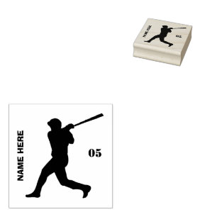 Personalised Name Number Baseball  Rubber Stamp