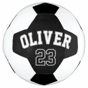 Personalised Name Number Black White Soccer Ball