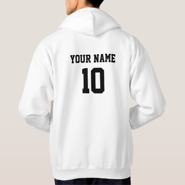 Personalised Name Number Front Back black white Hoodie (Back)