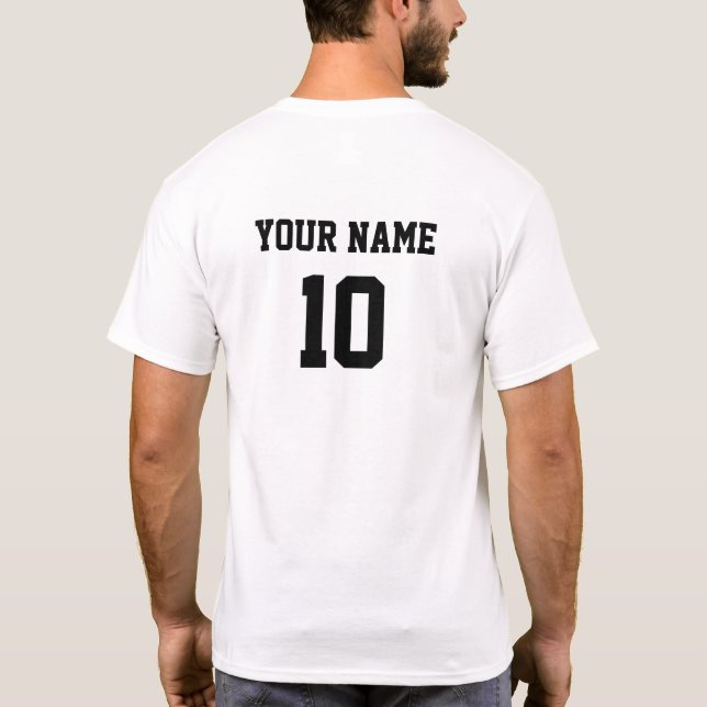 Personalised Name Number Front Back black white T-Shirt (Back)