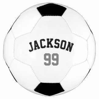 Personalised Name Number Minimalistic Black Grey Soccer Ball