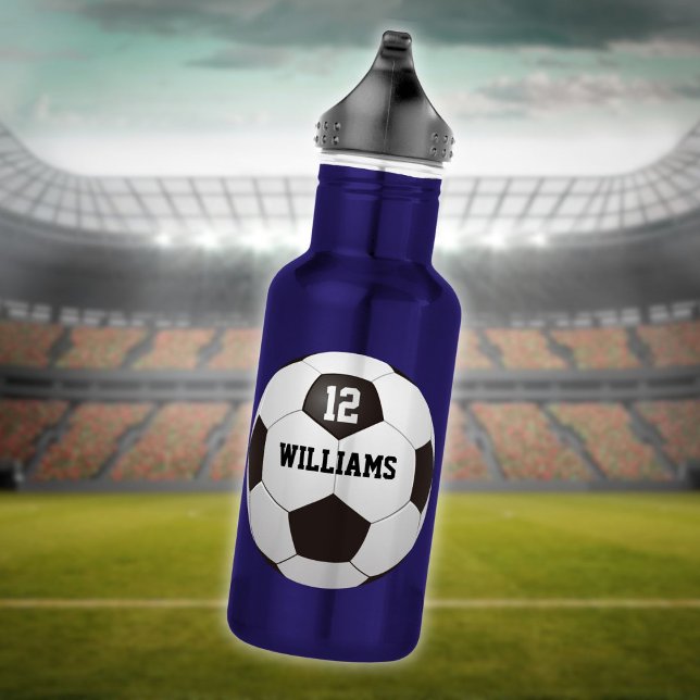 Personalised Name Number Soccer Ball  532 Ml Water Bottle (Personalized Name Number Soccer Ball Stainless Steel Water Bottle)