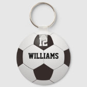 Personalised Name Number Soccer Ball Key Ring (Front)