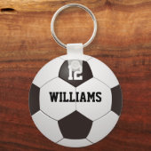 Personalised Name Number Soccer Ball Key Ring (Front)