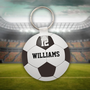 Personalised Name Number Soccer Ball Key Ring