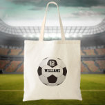 Personalised Name Number Soccer Ball Tote Bag<br><div class="desc">Personalised name and team number soccer gift. Designed by Thisisnotme©</div>