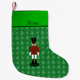 Personalised name nutcracker green Christmas trees Small Christmas Stocking