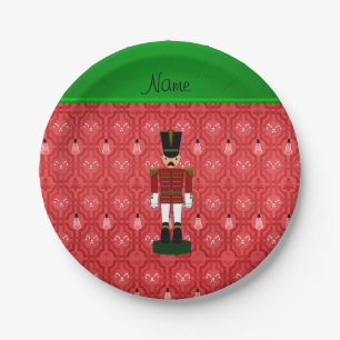 Personalised name nutcracker red snowman trellis paper plate