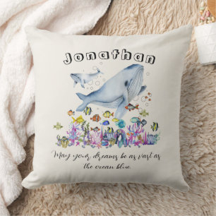 Personalised Name Ocean Themed Whale Animals Cushion