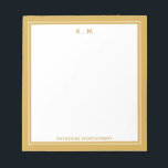 Personalised Name Ochre White Elegant Minimalistic Notepad<br><div class="desc">Personalised Name Ochre White Elegant Minimalistic Notepad. Custom name and Initials,  modern stylish simple notepad with in ochre and white.</div>