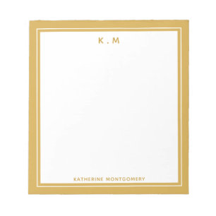 Personalised Name Ochre White Elegant Minimalistic Notepad