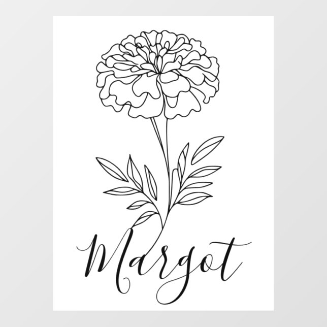 Personalised Name October Marigold Birth Flower  (Sheet)