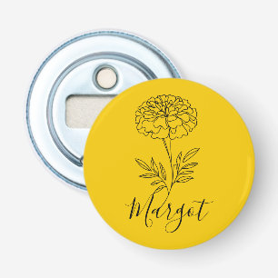 Personalised Name October Marigold Birth Flower Bottle Opener