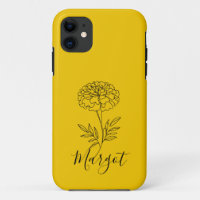 Personalised Name October Marigold Birth Flower