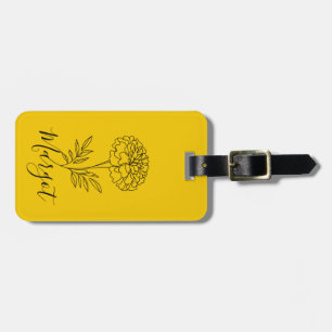Personalised Name October Marigold Birth Flower Luggage Tag