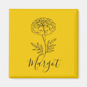 Personalised Name October Marigold Birth Flower Magnet