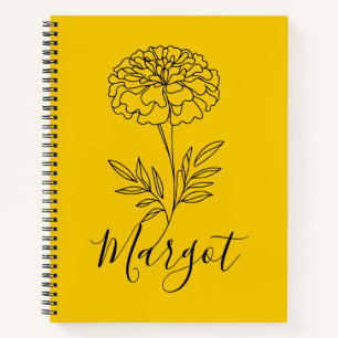 Personalised Name October Marigold Birth Flower Notebook