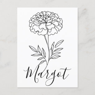 Personalised Name October Marigold Birth Flower Postcard