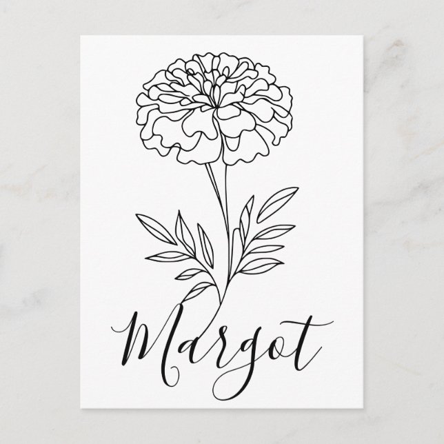 Personalised Name October Marigold Birth Flower  Postcard (Front)