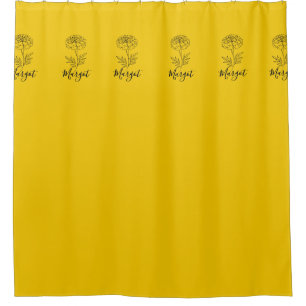 Personalised Name October Marigold Birth Flower Shower Curtain