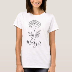 Personalised Name October Marigold Birth Flower T-Shirt