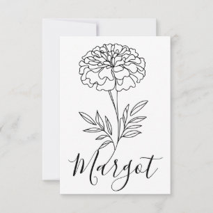 Personalised Name October Marigold Birth Flower Thank You Card