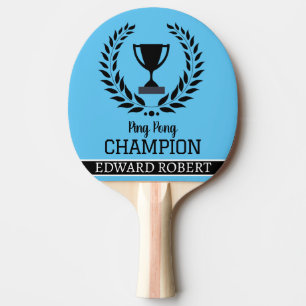 Personalised Name of Ping pong Champion Typography Paddle
