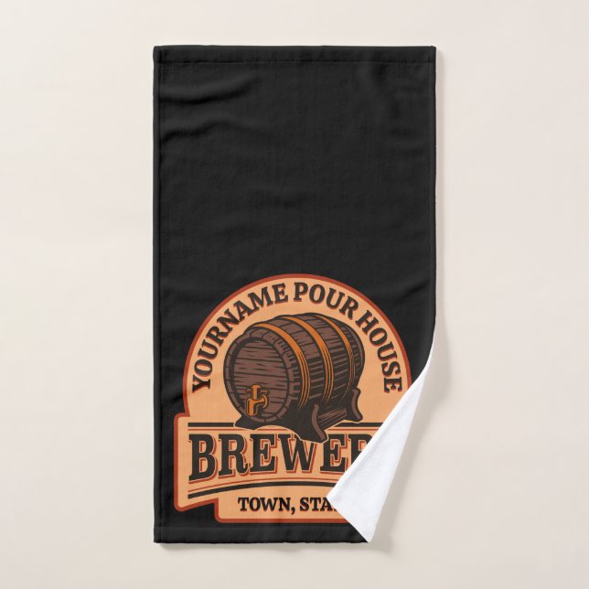 Personalised NAME Old Oak Barrel Beer Keg Brewery  Bath Towel Set (Hand Towel)