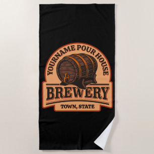 Personalised NAME Old Oak Barrel Beer Keg Brewery Beach Towel
