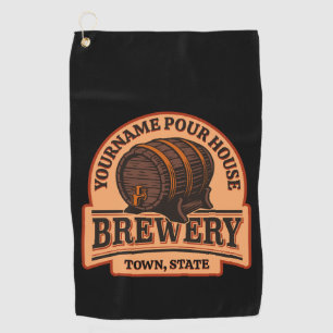 Personalised NAME Old Oak Barrel Beer Keg Brewery  Golf Towel