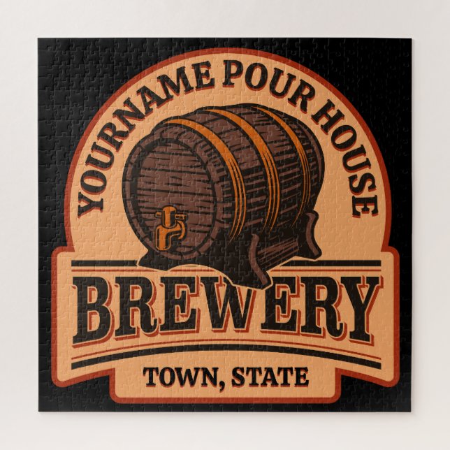 Personalised NAME Old Oak Barrel Beer Keg Brewery Jigsaw Puzzle (Vertical)