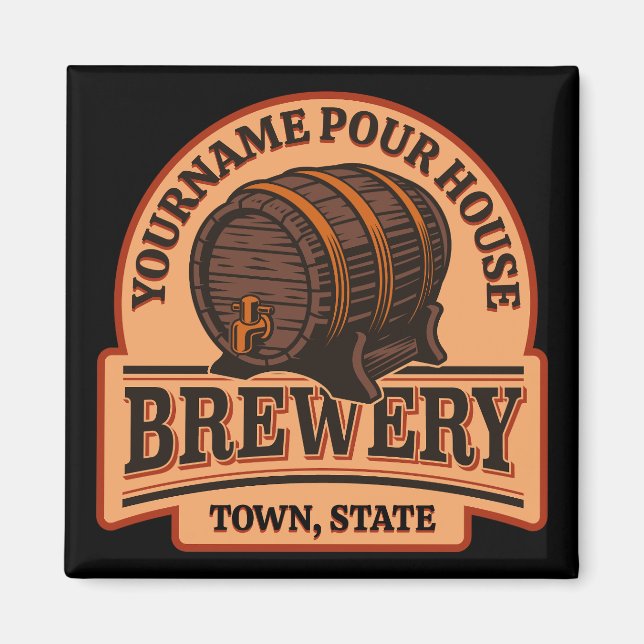 Personalised NAME Old Oak Barrel Beer Keg Brewery  Magnet (Front)