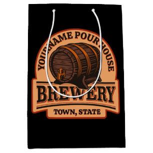 Personalised NAME Old Oak Barrel Beer Keg Brewery  Medium Gift Bag