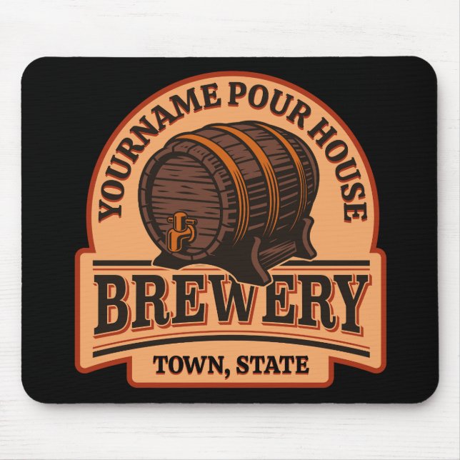 Personalised NAME Old Oak Barrel Beer Keg Brewery  Mouse Pad (Front)