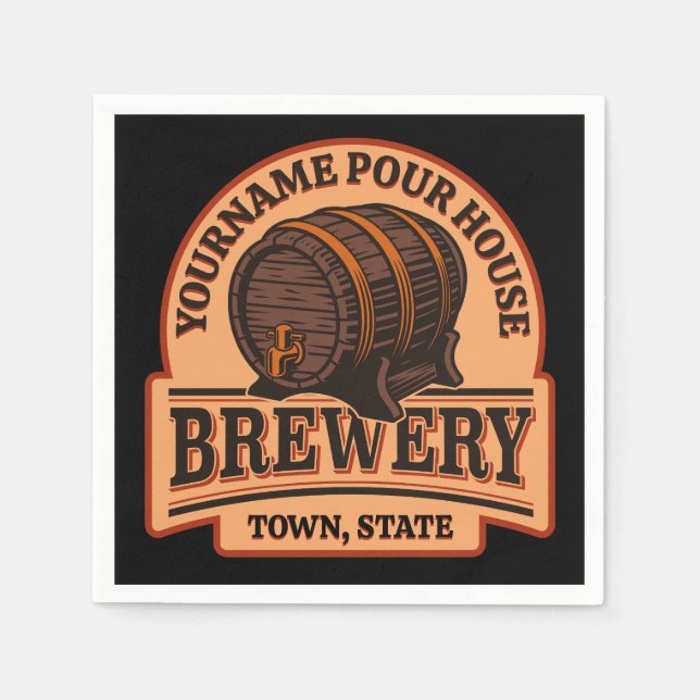 Personalised NAME Old Oak Barrel Beer Keg Brewery  Napkin (Front)