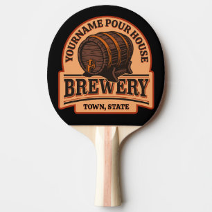 Personalised NAME Old Oak Barrel Beer Keg Brewery Ping Pong Paddle