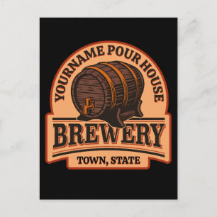 Personalised NAME Old Oak Barrel Beer Keg Brewery Postcard