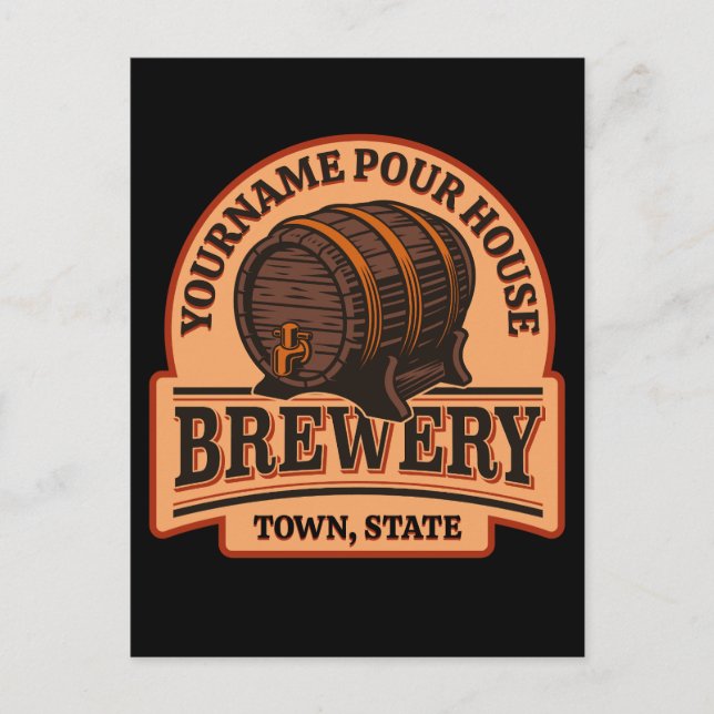 Personalised NAME Old Oak Barrel Beer Keg Brewery  Postcard (Front)