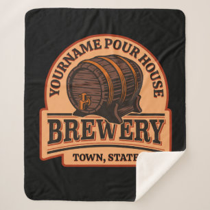 Personalised NAME Old Oak Barrel Beer Keg Brewery Sherpa Blanket