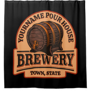 Personalised NAME Old Oak Barrel Beer Keg Brewery  Shower Curtain