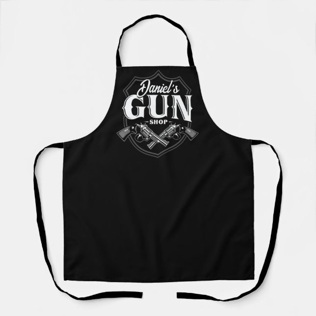 Personalised NAME Old Revolvers Gun Shop Firearms  Apron (Front)