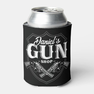 Personalised NAME Old Revolvers Gun Shop Firearms  Can Cooler