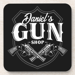 Personalised NAME Old Revolvers Gun Shop Firearms  Coaster