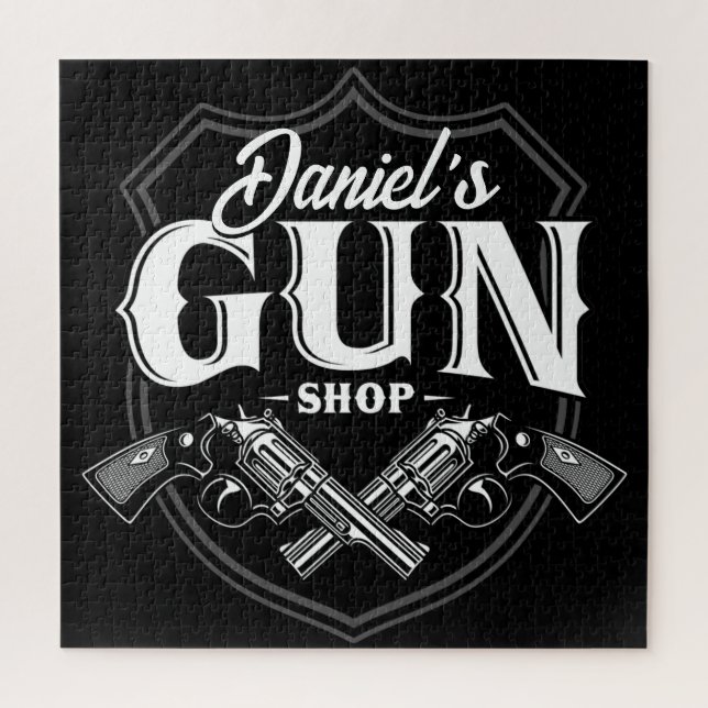Personalised NAME Old Revolvers Gun Shop Firearms  Jigsaw Puzzle (Vertical)