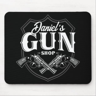 Personalised NAME Old Revolvers Gun Shop Firearms  Mouse Pad