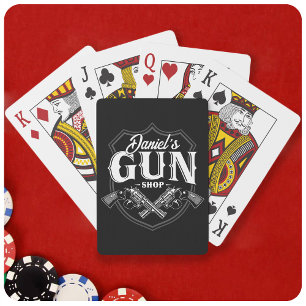 Personalised NAME Old Revolvers Gun Shop Firearms Playing Cards
