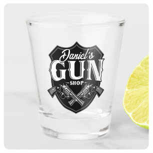 Personalised NAME Old Revolvers Gun Shop Firearms  Shot Glass