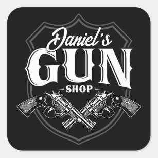 Personalised NAME Old Revolvers Gun Shop Firearms  Square Sticker