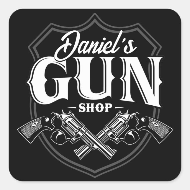 Personalised NAME Old Revolvers Gun Shop Firearms  Square Sticker (Front)