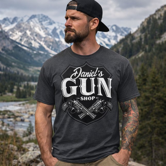 Personalised NAME Old Revolvers Gun Shop Firearms  T-Shirt (Creator Uploaded)